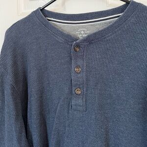 Members Mark Men’s Henley Long Sleeve Blue Thermal Shirt XXL